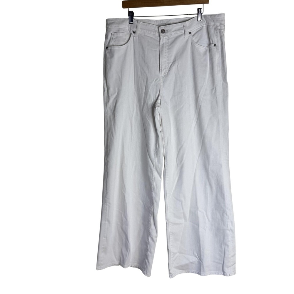 Chicos Pants Womens 18R White High Rise Wide Leg Denim Jeans Stretch Casual